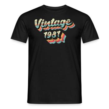 Vintage Millésime 1981 Anniversaire - T-shirt homme - noir - Devant - AI Model Male 178 light (178cm)