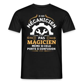 mécanicien pas magicien - T-shirt homme - noir - Devant - AI Model Male 178 light (178cm)
