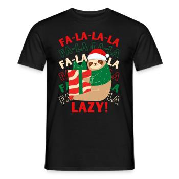 Christmas sloth with a gift - Men's T-Shirt - black - Front - AI Model Male 178 light (178cm)