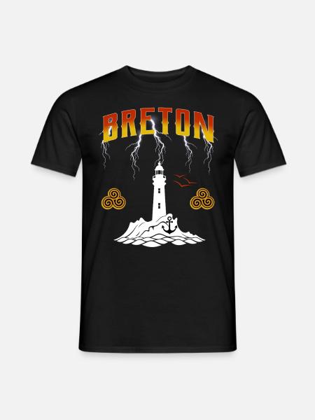 BRETON - PHARE DE BRETAGNE - ECLAIRS - T-shirt homme - noir