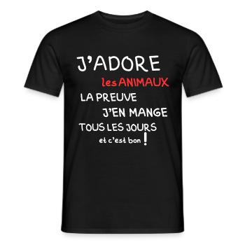 Ich liebe Tiere, der Beweis ist, dass ich sie esse - Männer T-Shirt - Schwarz - Vorne - AI Model Male 178 light (178cm)