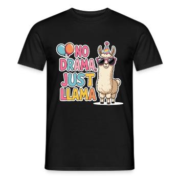 Casual llama with party hat - Men's T-Shirt - black - Front - AI Model Male 178 light (178cm)
