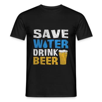Save water. Drink beer - Men's T-Shirt - black - Front - AI Model Male 178 light (178cm)