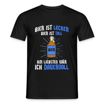 Bier lecker toll Dauervoll Spruch - Männer T-Shirt - Schwarz - Vorne - AI Model Male 178 light (178cm)