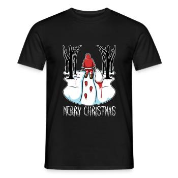 Bad Santa Claus blood Christmas forest - Men's T-Shirt - black - Front - AI Model Male 178 light (178cm)