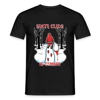 Evil Santa Claus Blood Christmas Forest - Men's T-Shirt - black - Front - AI Model Male 178 light (178cm)