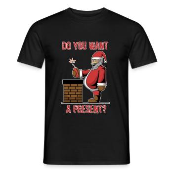 Böser Weihnachtsmann Geschenk Dynamit Schornstein - Männer T-Shirt - Schwarz - Vorne - AI Model Male 178 light (178cm)