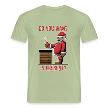 Böser Weihnachtsmann Geschenk Dynamit Schornstein - Männer T-Shirt - Sage - Vorne - AI Model Male 178 light (178cm)