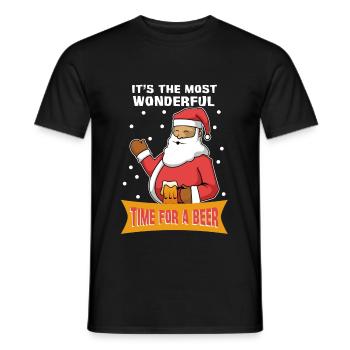 Santa Its the most wonderful time for a beer - Männer T-Shirt - Schwarz - Vorne - AI Model Male 178 light (178cm)