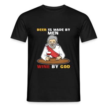 Beer is made by men, wine by God - Männer T-Shirt - Schwarz - Vorne - AI Model Male 178 light (178cm)