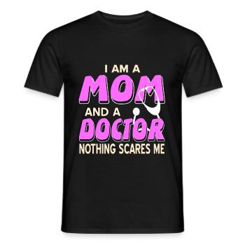 Docteur - Je suis une maman et un docteur, rien ne me fait peur - T-shirt homme - noir - Devant - AI Model Male 178 light (178cm)