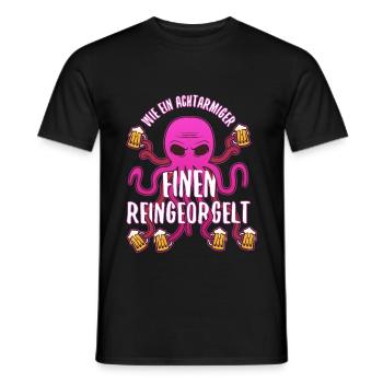 Wie ein Achtarmiger einen reingeorgelt - Männer T-Shirt - Schwarz - Vorne - AI Model Male 178 light (178cm)
