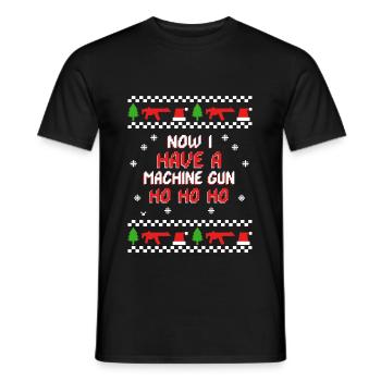 Ho ho ho now i have a machine gun - Men's T-Shirt - black - Front - AI Model Male 178 light (178cm)