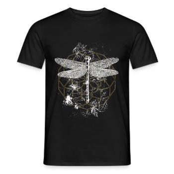 Libellule Ornement Or Blanc - T-shirt homme - noir - Devant - AI Model Male 178 light (178cm)