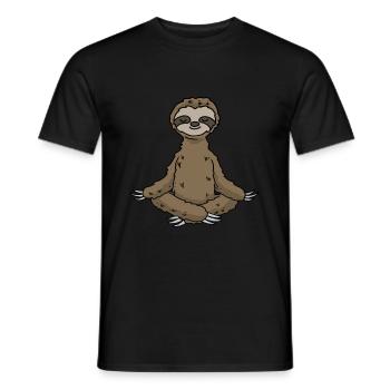 Yoga Sloth Meditation Yogi Namaste Gift - Men's T-Shirt - black - Front - AI Model Male 178 light (178cm)