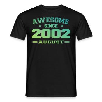 2002 August Year Birth Birthday August 2002 - Men's T-Shirt - black - Front - AI Model Male 178 light (178cm)