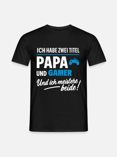 Papa und Gamer Vatertag - Männer T-Shirt - Schwarz