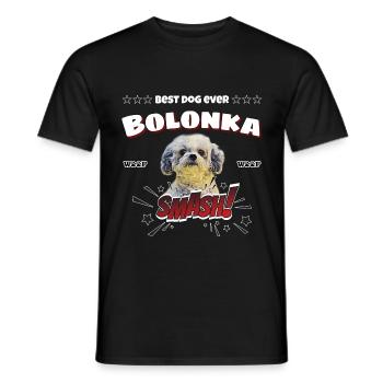 Chemise Bolonka - chemise chien - T-shirt homme - noir - Devant - AI Model Male 178 light (178cm)
