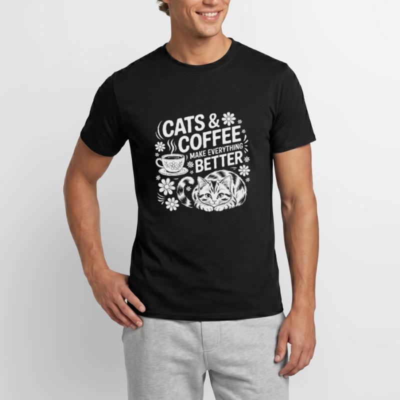 Cat and coffee is all I need Men’s T-shirt
