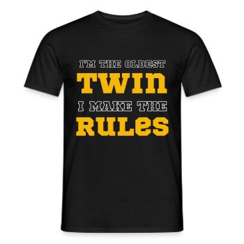 Je suis le jumeau le plus âgé Je rends les règles drôle de famille - T-shirt homme - noir - Devant - AI Model Male 178 light (178cm)