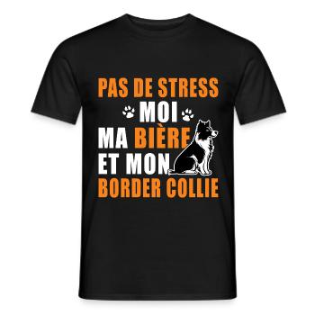 Border collie T shirt homme humour border collie - T-shirt homme - noir - Devant - AI Model Male 178 light (178cm)