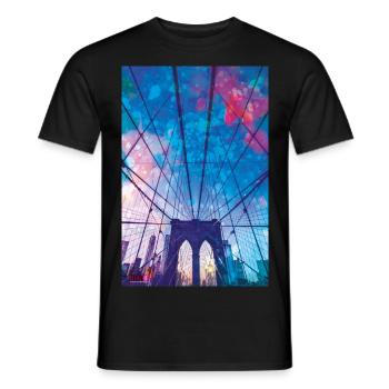 01 Brooklyn Bridge Poster Margarita Art - T-shirt homme - noir - Devant - AI Model Male 178 light (178cm)