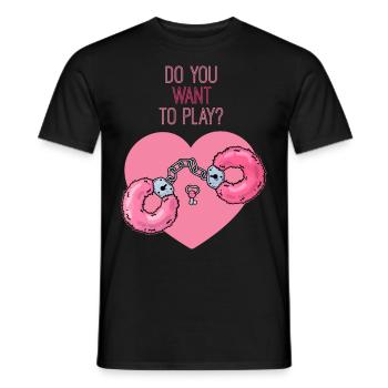 Bondage plush handcuffs fetish sex toys - Men's T-Shirt - black - Front - AI Model Male 178 light (178cm)