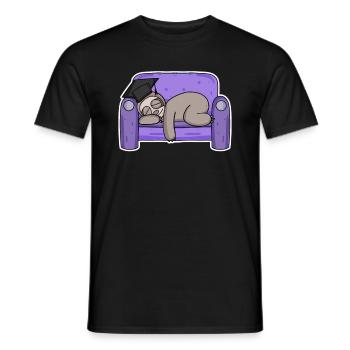Sloth student funny - Men's T-Shirt - black - Front - AI Model Male 178 light (178cm)