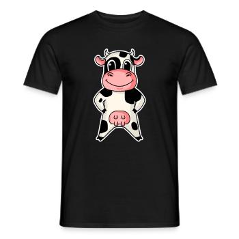 Kuh Bauer Landwirtschaft Illustration - Männer T-Shirt - Schwarz - Vorne - AI Model Male 178 light (178cm)