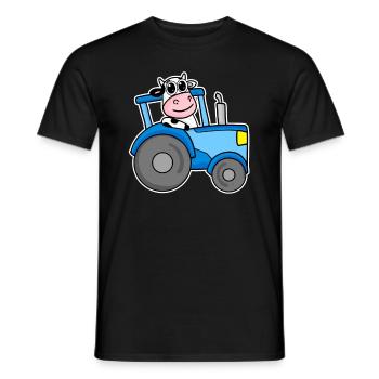Kuh Traktor Illustration - Männer T-Shirt - Schwarz - Vorne - AI Model Male 178 light (178cm)