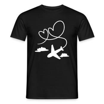 Avion avion avec coeur - T-shirt homme - noir - Devant - AI Model Male 178 light (178cm)