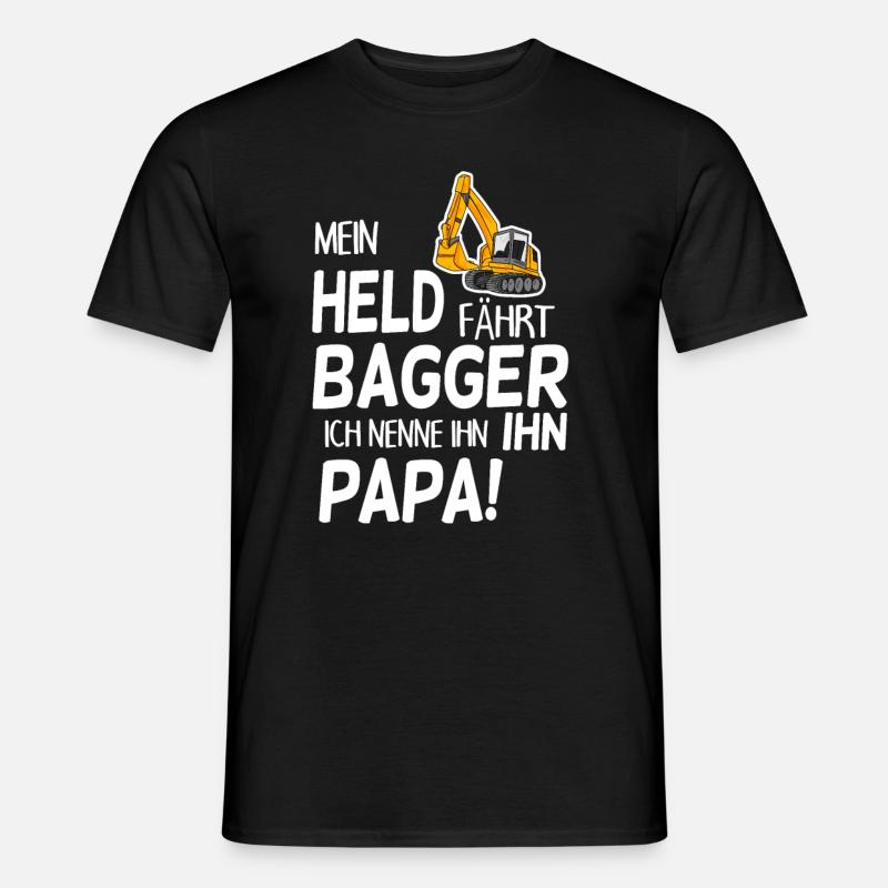Bagger Held Papa Vater Geschenk - Männer T-Shirt - Schwarz