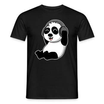 Baby Panda Animal Listens to Music with Headphones - Men's T-Shirt - black - Front - AI Model Male 178 light (178cm)
