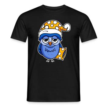 Early riser owl sleeping - Men's T-Shirt - black - Front - AI Model Male 178 light (178cm)