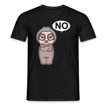 Sloth is annoyed and says no - Men's T-Shirt - black - Front - AI Model Male 178 light (178cm)