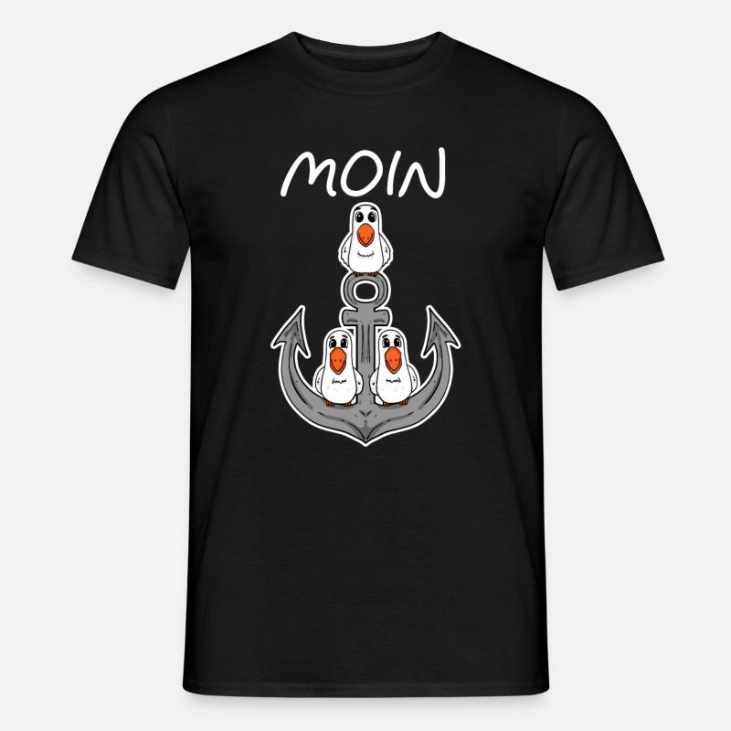 Anker Möwe Seemöwe Moin Nordsee Ostsee Urlaub - Männer T-Shirt - Schwarz