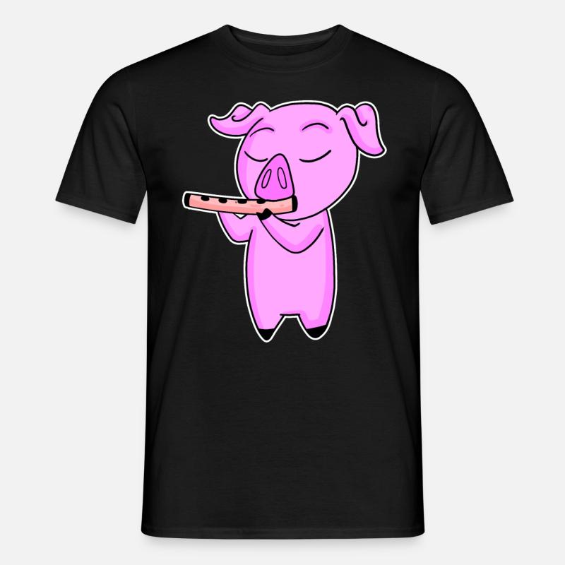 Le cochon joue de la flûte - T-shirt homme - noir