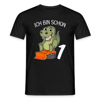 1. Geburtstag Dinosaurier Baustelle Fahrzeug - Männer T-Shirt - Schwarz - Vorne - AI Model Male 178 light (178cm)
