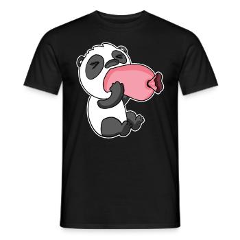 Panda with sausage - Men's T-Shirt - black - Front - AI Model Male 178 light (178cm)