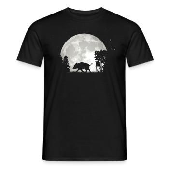 Wildschwein Mond Jagd - Männer T-Shirt - Schwarz - Vorne - AI Model Male 178 light (178cm)