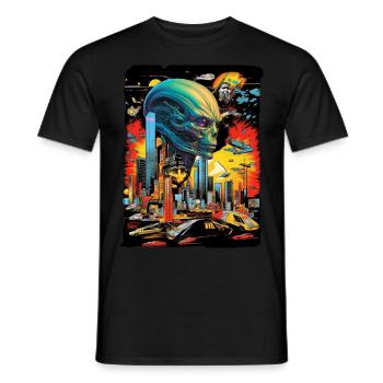 Science fiction - Aliens - Zukunft - Männer T-Shirt - Schwarz - Vorne - AI Model Male 178 light (178cm)