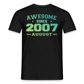 2007 August Year Birth Birthday August 2007 - Men's T-Shirt - black - Front - AI Model Male 178 light (178cm)