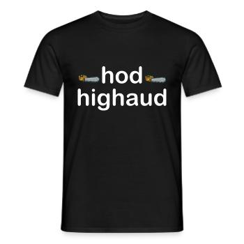 "hod highaud" funny saying from Bavaria in wood - Men's T-Shirt - black - Front - AI Model Male 178 light (178cm)
