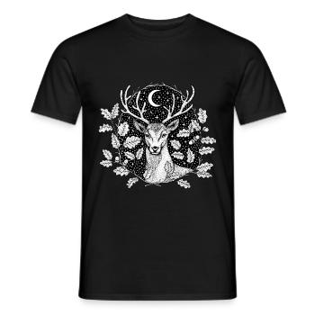 Hirsch im Wald mit Mond und Sternen by Nikki-Luka - Männer T-Shirt - Schwarz - Vorne - AI Model Male 178 light (178cm)