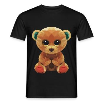 Large teddy bear with huge eyes polygon design - Men's T-Shirt - black - Front - AI Model Male 178 light (178cm)