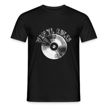 record - Men's T-Shirt - black - Front - AI Model Male 178 light (178cm)