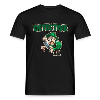 Detective with magnifying glass - Men's T-Shirt - black - Front - AI Model Male 178 light (178cm)