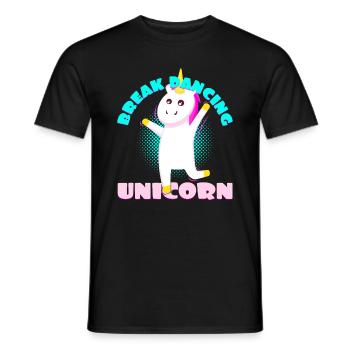 Breakdancing Einhorn Unicorn Geschenkidee Breaking - Männer T-Shirt - Schwarz - Vorne - AI Model Male 178 light (178cm)