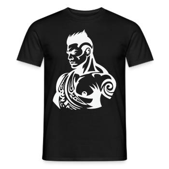 Tribal Boxer / Fighter Logo Tattoo Design - T-shirt homme - noir - Devant - AI Model Male 178 light (178cm)