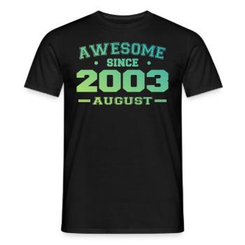 2003 August Year Birth Birthday August 2003 - Men's T-Shirt - black - Front - AI Model Male 178 light (178cm)